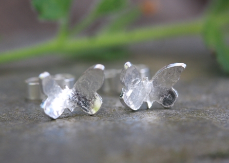 butterfly stud silver earrings