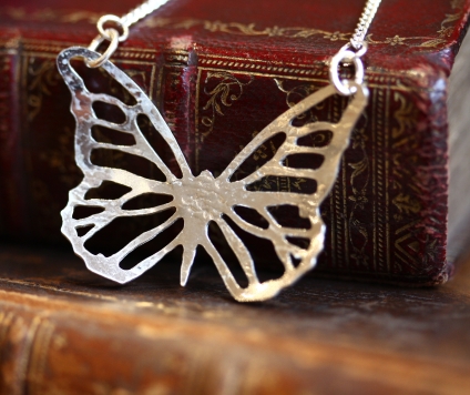 silver butterfly necklace (large)