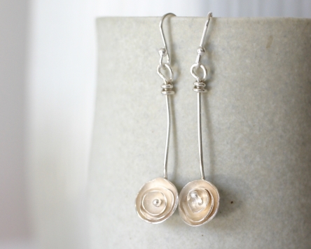 long dangling rose earrings