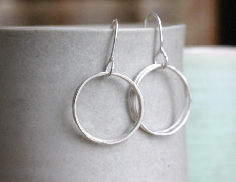 multi circle silver earrings - small