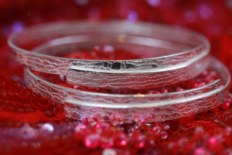 lace textured silver bangle (thin)